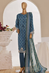 Sada Bahar Stitched 3 Piece Cutwork Emb Lawn Vol-04 Suit-CW-11451-Blue