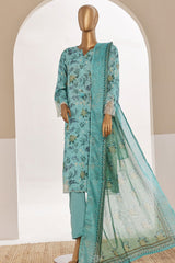 Sada Bahar Stitched 3 Piece Cutwork Emb Lawn Vol-04 Suit-CW-2120-Ferozi