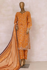 Sada Bahar Stitched 3 Piece Emb Cutwork Khaddar Suit-CW-7902-Golden