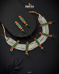 Canna Necklace Set Green - Zeesy Jewellery