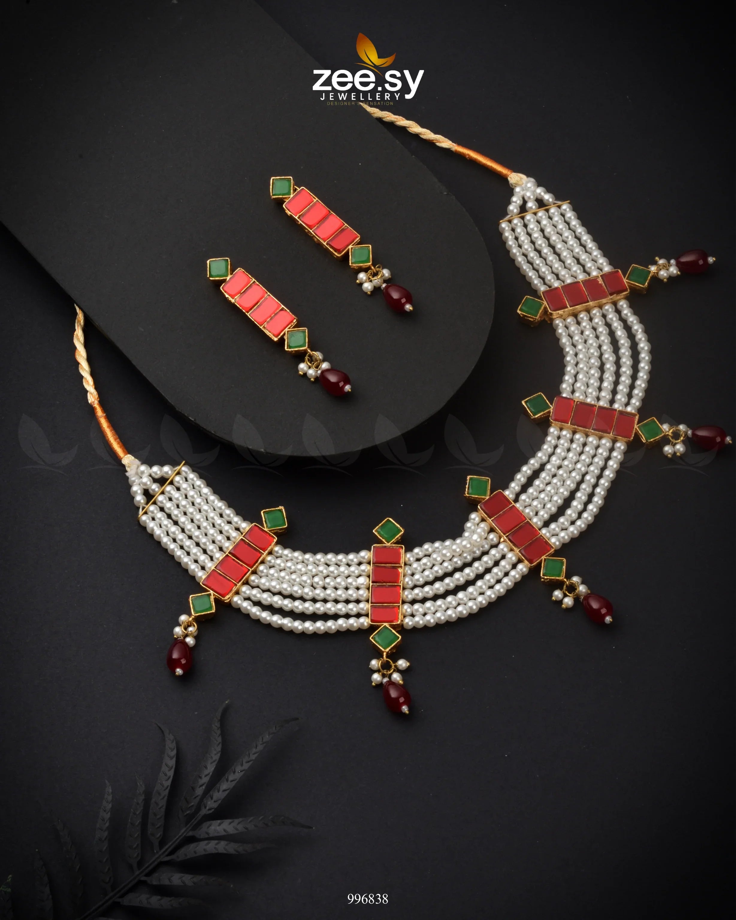 Canna Necklace Set Red - Zeesy Jewellery