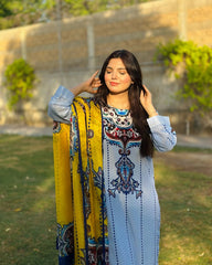 Serena by Madiha Gohar Unstitched Summer Suit-Celeste