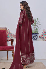 Eid E Milan By Al Siyaab Stitched 3 Piece Formals Suit-Chaandni -Maroon