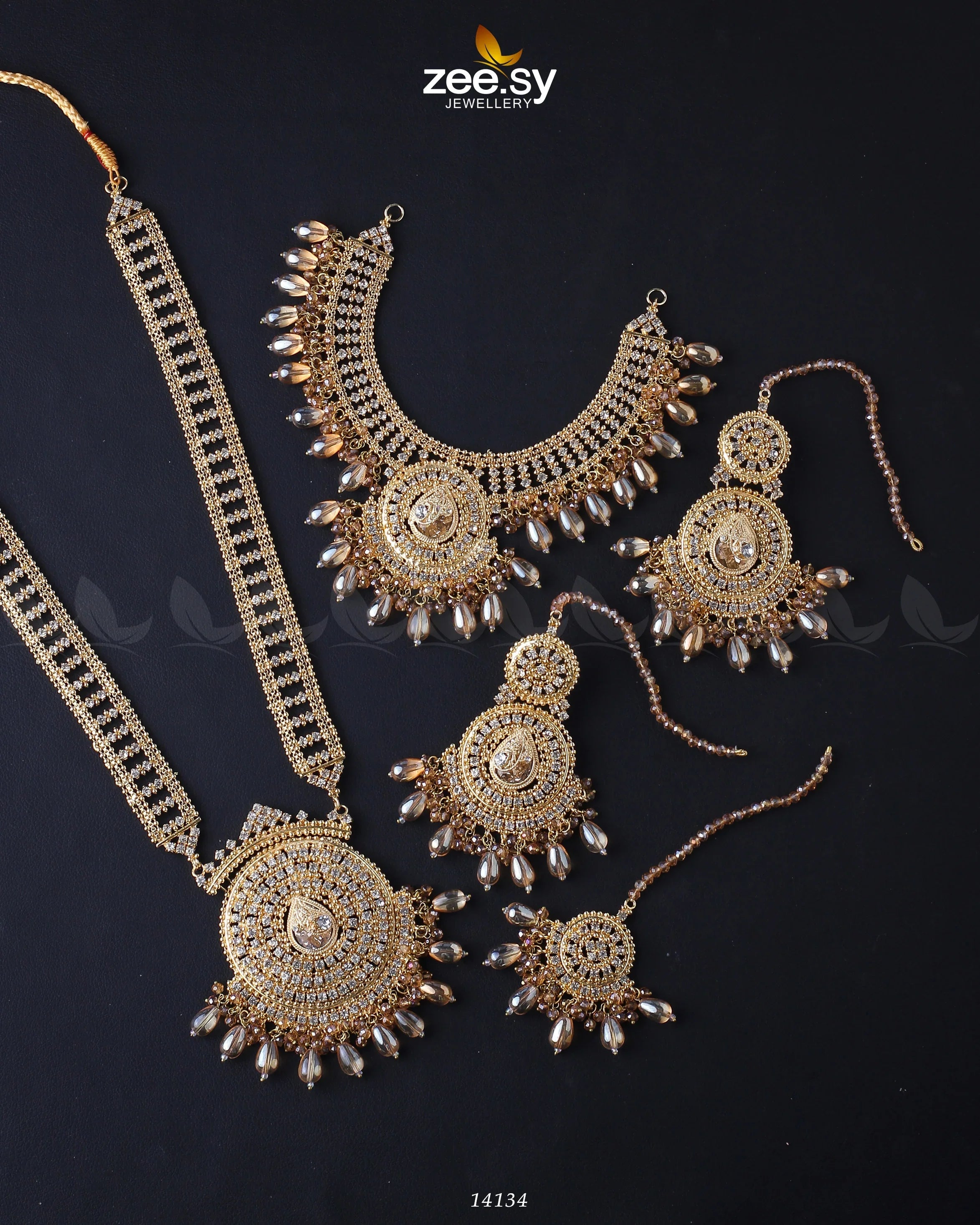 Sofia's Bridal Set Golden Champagne - Zeesy Jewellery