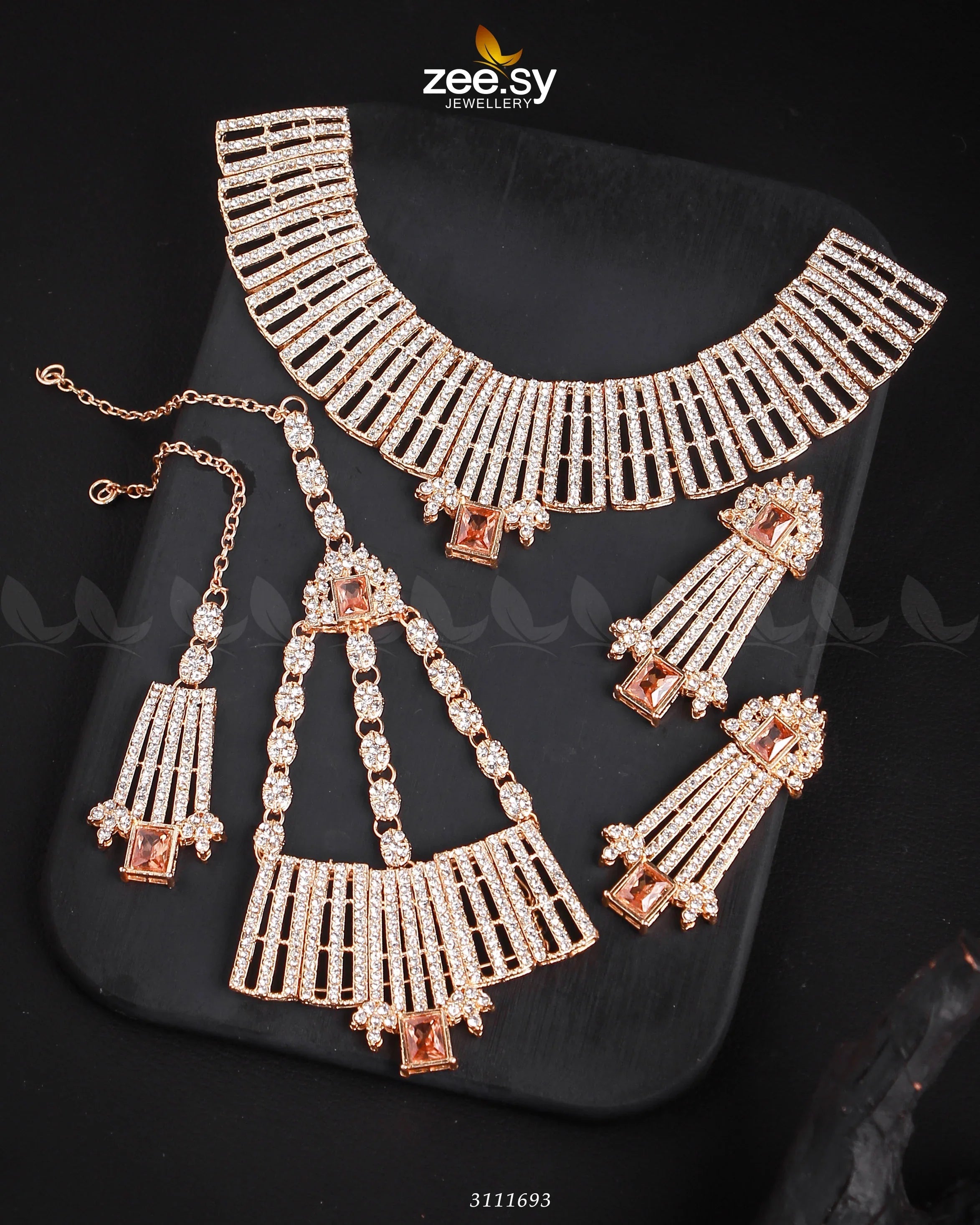 Bismah Maroof Bridal Sets Golden Champagne - Zeesy Jewellery