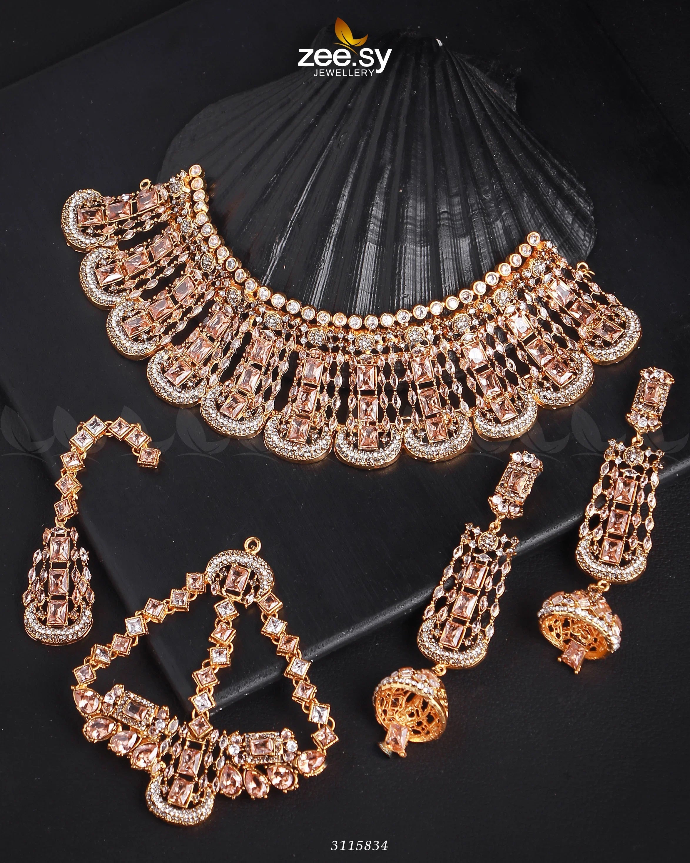 Ariana Bridal Sets Golden Champagne - Zeesy Jewellery