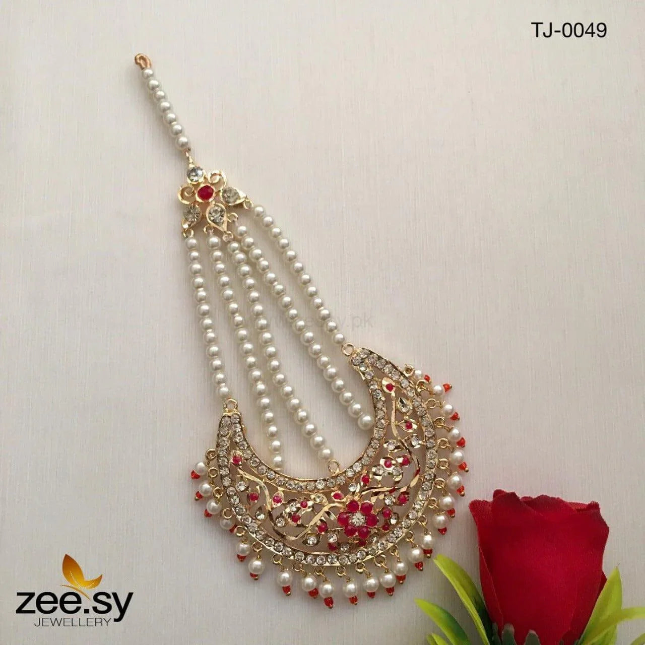 CHAND JHUMAR-0049 Red - Zeesy Jewellery