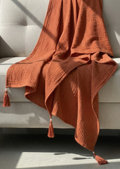 Nairah Crinkle Chiffon Dupatta Wrap-Rust Dupatta