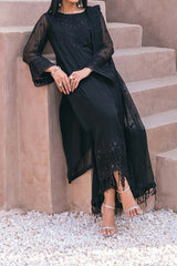 Azure Ensembles 3 Piece Unstitched Festive Formals Suit-AS-119-Charcoal Charm