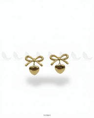 Charming Puffed Heart Bow Drops - Zeesy Jewellery