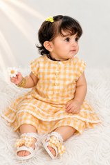 Urban Cut Yellow Check Print Infant 2-Piece Set-K0013