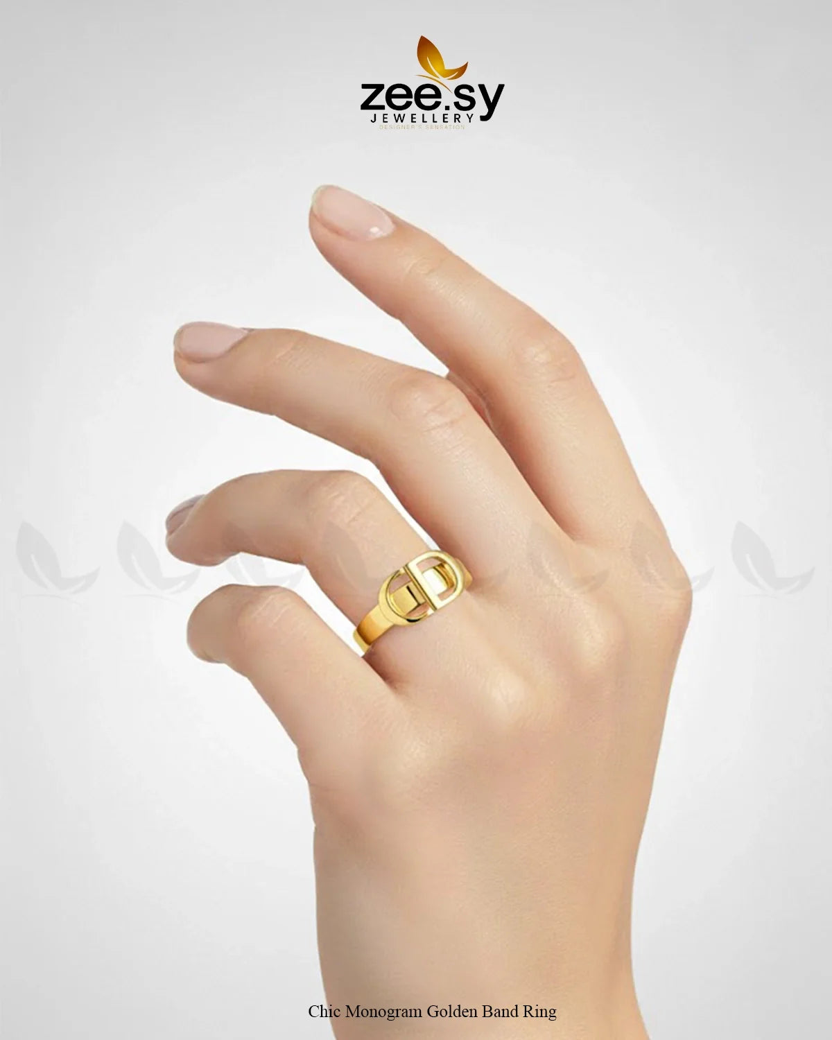 Chic Monogram Golden Band Ring - Zeesy Jewellery