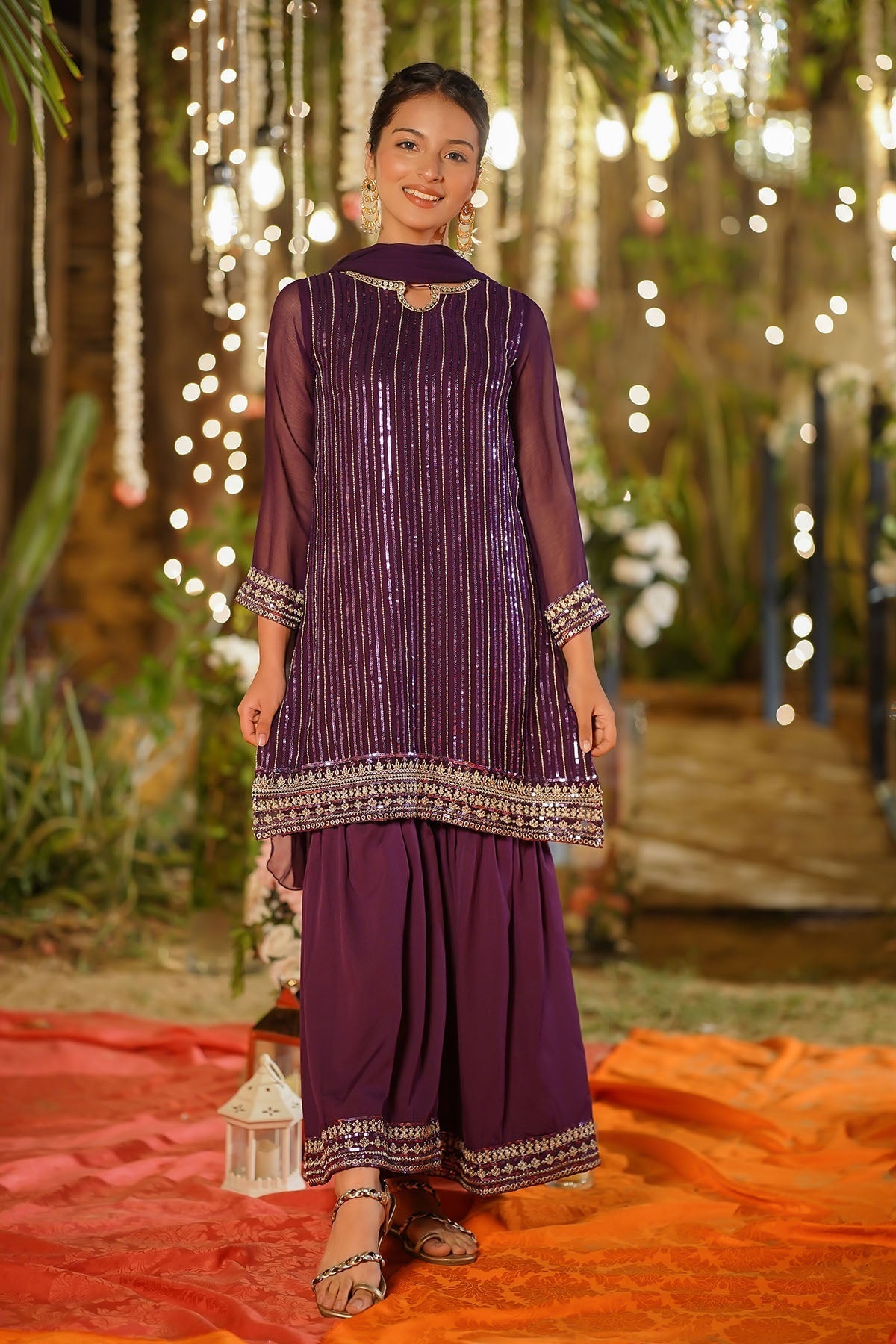 Chiffon Embroidered 3 Pc Suit - Exquisite Eid dresses from Pakistan. Elegant, trendy, and perfect for festive celebrations. 