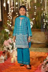 Chiffon Embroidered 3 Pc Suit - Stylish kids Eid dress from the latest collection. Perfect for festive celebrations.