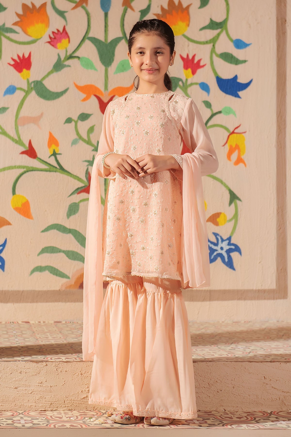 Chiffon Embroidered 3 Pc Suit - Wear Ochre