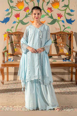 Chiffon Embroidered 3 Pc Suit - Wear Ochre