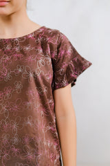 Sprinkles Stitched 1 Piece Summer Shirts Kids Collection'2025-Chocolate Floral Embroidered Top