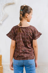 Sprinkles Stitched 1 Piece Summer Shirts Kids Collection'2025-Chocolate Floral Embroidered Top