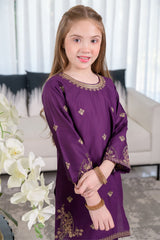 Fresh Bird Stitched 2 Piece Emb Festive Summer Kids Suit-Clay