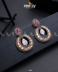 Cluster Zircons Earrings Purple - Zeesy Jewellery