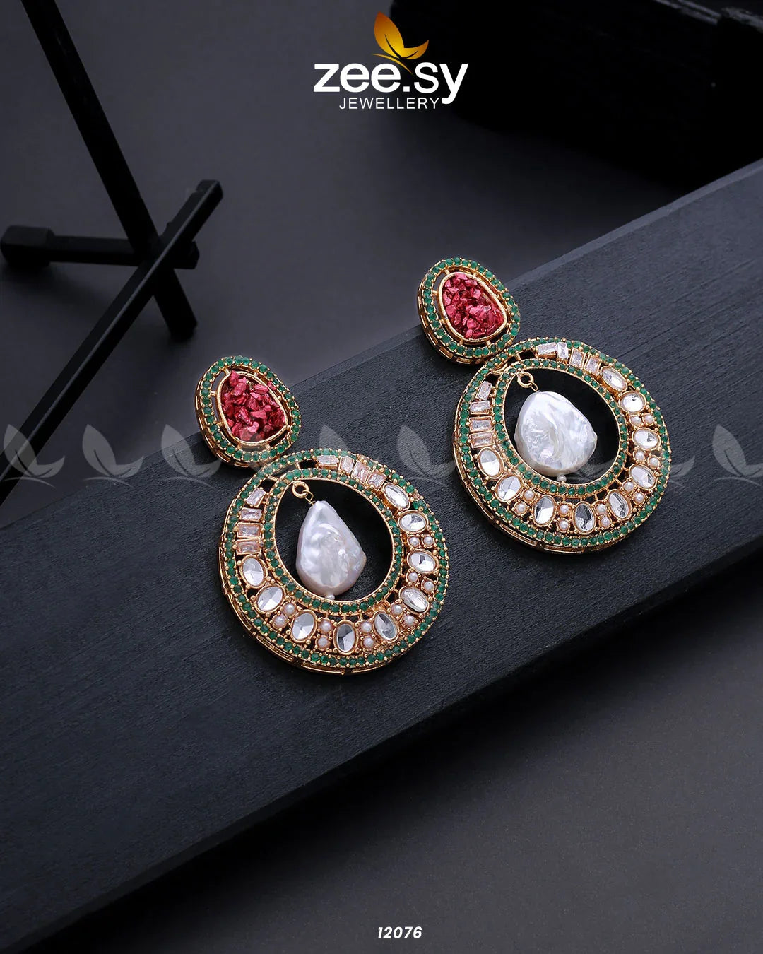 Cluster Zircons Earrings Red - Zeesy Jewellery