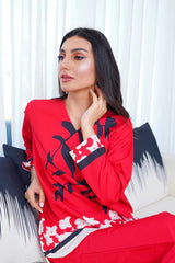 Dhaga Stitched 2 Piece Crepe Collection'2025-Garnet