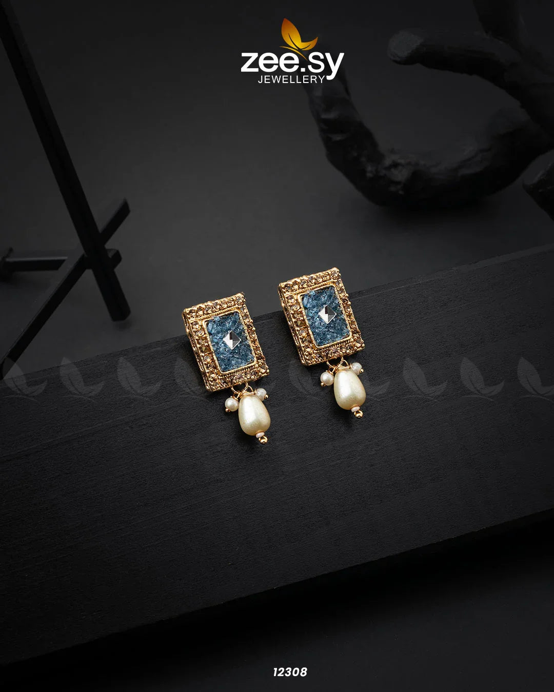 Cobble Crush Earrings Blue - Zeesy Jewellery