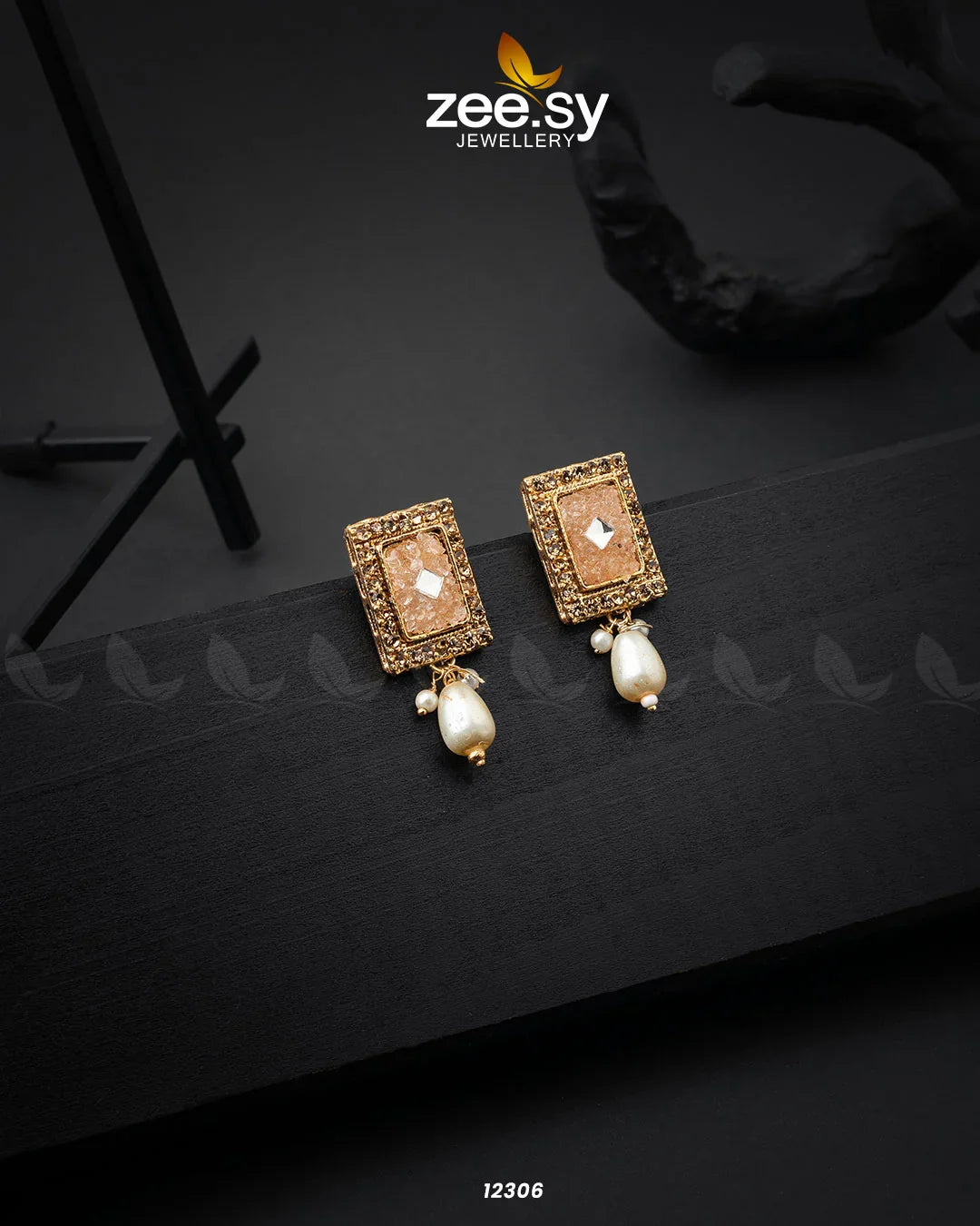 Cobble Crush Earrings Champagne - Zeesy Jewellery