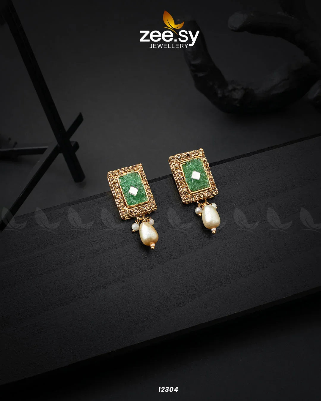 Cobble Crush Earrings Green - Zeesy Jewellery