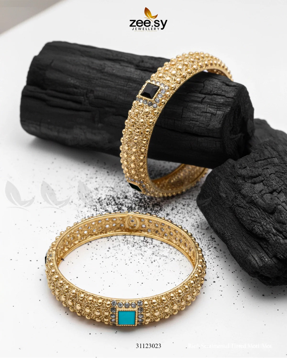 Contrast Square Pavé Bangles 2.8 - Zeesy Jewellery