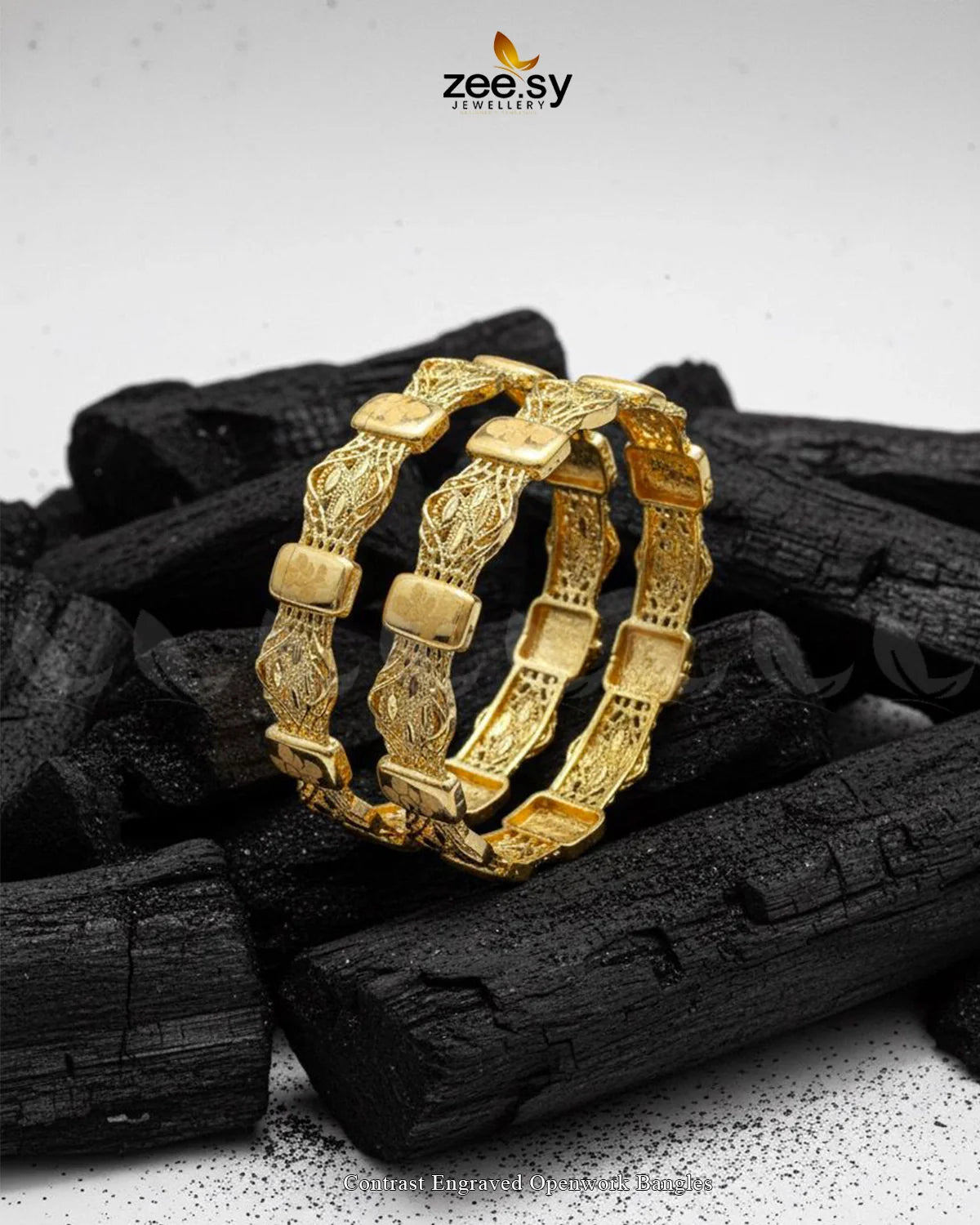 Contrast Engraved Openwork Bangles - Zeesy Jewellery