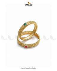 Contrast Square Pavé Bangles - Zeesy Jewellery