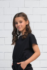 Sprinkles Stitched 1 Piece Summer Shirts Kids Collection'2025-Black - Crop Basic Tee - Jersey