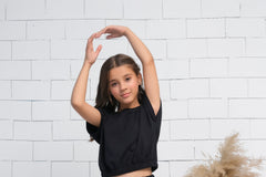 Sprinkles Stitched 1 Piece Summer Shirts Kids Collection'2025-Black - Crop Basic Tee - Jersey