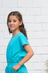 Sprinkles Stitched 1 Piece Summer Shirts Kids Collection'2025-Blue - Crop Basic Tee - Jersey