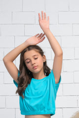 Sprinkles Stitched 1 Piece Summer Shirts Kids Collection'2025-Blue - Crop Basic Tee - Jersey