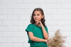 Sprinkles Stitched 1 Piece Summer Shirts Kids Collection'2025-Green - Crop Basic Tee - Jersey