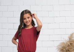 Sprinkles Stitched 1 Piece Summer Shirts Kids Collection'2025-Maroon - Crop Basic Tee - Jersey