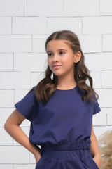 Sprinkles Stitched 1 Piece Summer Shirts Kids Collection'2025-Navy - Crop Basic Tee - Jersey