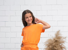 Sprinkles Stitched 1 Piece Summer Shirts Kids Collection'2025-Orange - Crop Basic Tee - Jersey