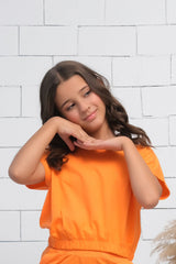 Sprinkles Stitched 1 Piece Summer Shirts Kids Collection'2025-Orange - Crop Basic Tee - Jersey