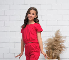 Sprinkles Stitched 1 Piece Summer Shirts Kids Collection'2025-Red - Crop Basic Tee - Jersey