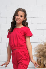 Sprinkles Stitched 1 Piece Summer Shirts Kids Collection'2025-Red - Crop Basic Tee - Jersey