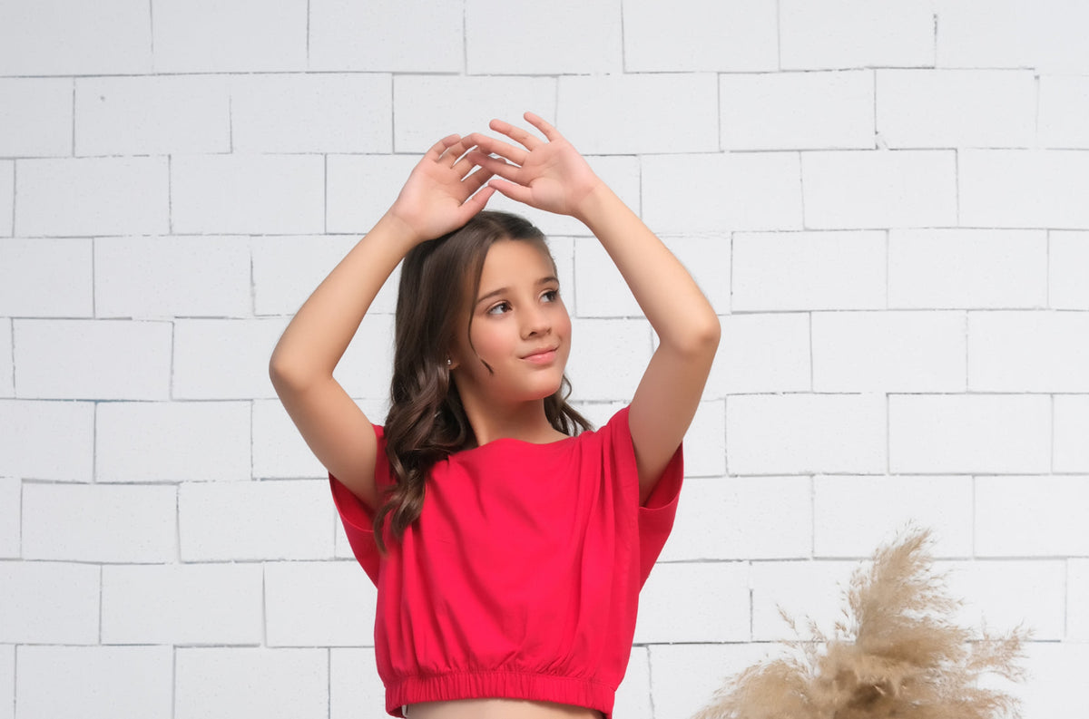 Sprinkles Stitched 1 Piece Summer Shirts Kids Collection'2025-Red - Crop Basic Tee - Jersey
