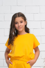 Sprinkles Stitched 1 Piece Summer Shirts Kids Collection'2025-Yellow - Crop Basic Tee - Jersey