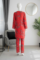 Lush Aura By Almeerah Stitched 2 Piece Premium Bana Dora Lawn Collection'2025-Crimson Bloom Muse