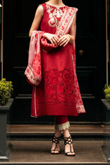 Hemline Odyssey By Mushq Unstitched 3 Piece Luxury Emb Lawn Suit-HMC-06-Crimson Chic