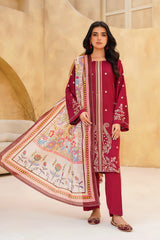 Qurb Stitched 3 Piece Winter Collection'2025-Crimson