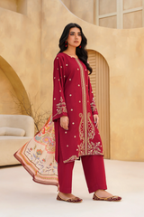 Qurb Stitched 3 Piece Winter Collection'2025-Crimson