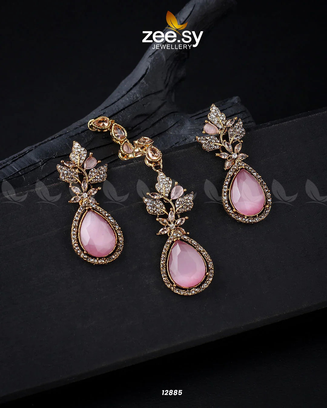 Crocus Earrings Set Golden Mint Pink - Zeesy Jewellery